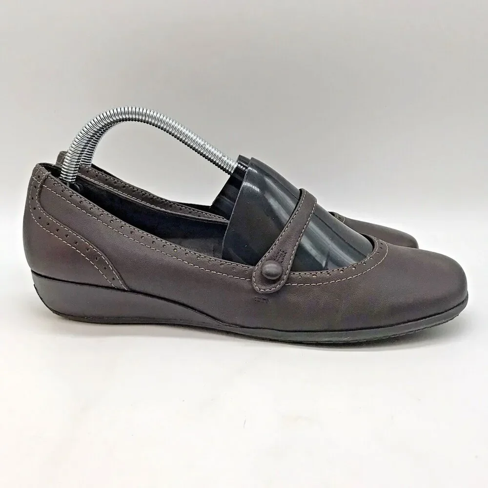 Croft & Barrow Kala Brown Mary Janes Women's 10M Leather 73277 Comfort Wedge